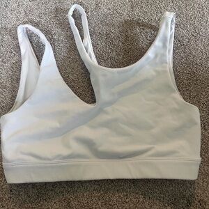 ALO Yoga White Scoop Neck Sports Bra